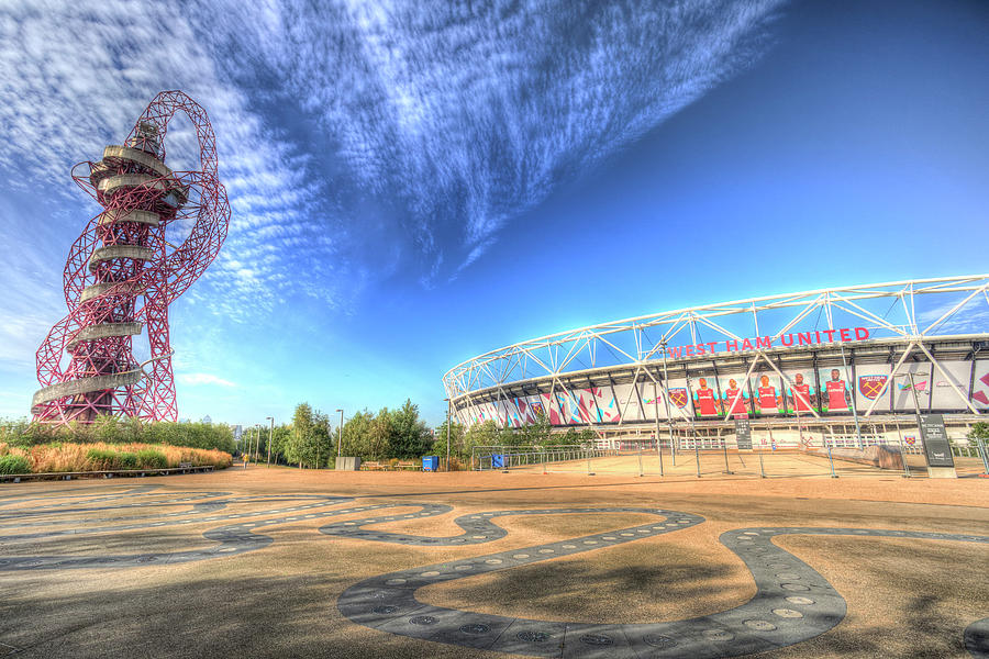 West Ham FC Stadium And The Arcelormittal Orbit  #1 Photograph by David Pyatt