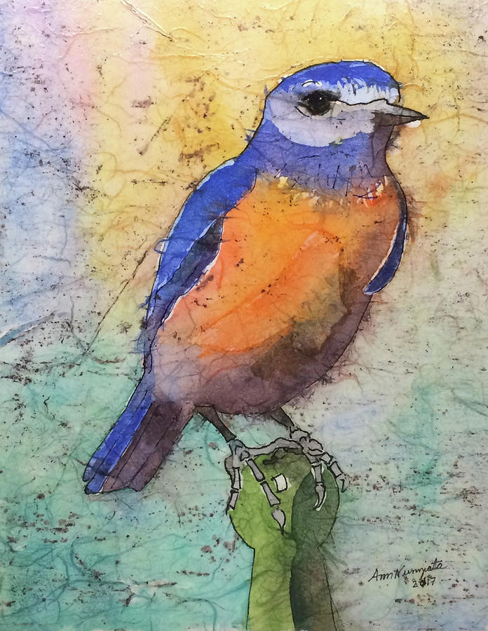 Western Bluebird  Painting by Ann Nunziata