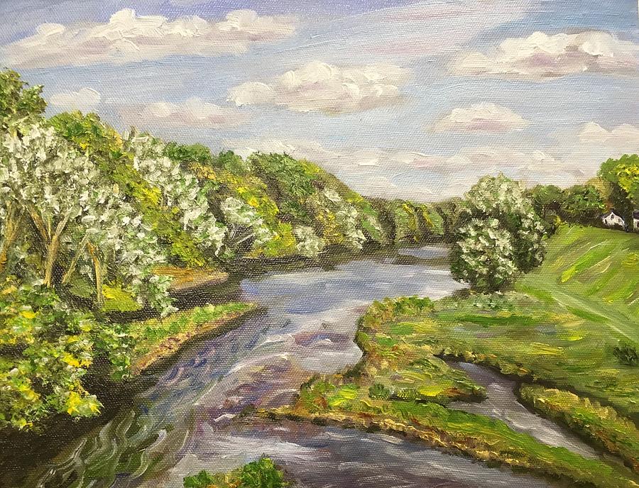 Westfield River in Summer- View from Bridge Painting by Richard Nowak