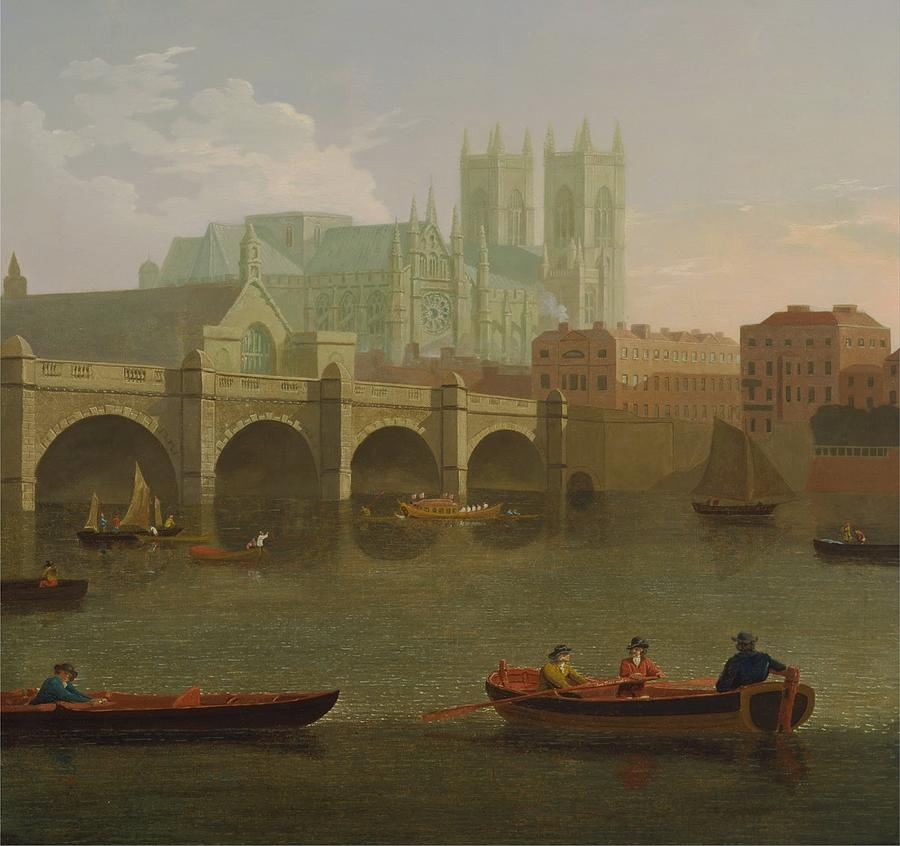 Bridge Painting - Westminster Abbey and bridge #1 by Joseph Farington