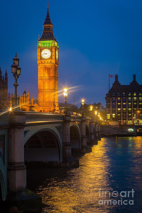 Big Ben Photograph - Westminster Bridge at Night #1 by Inge Johnsson
