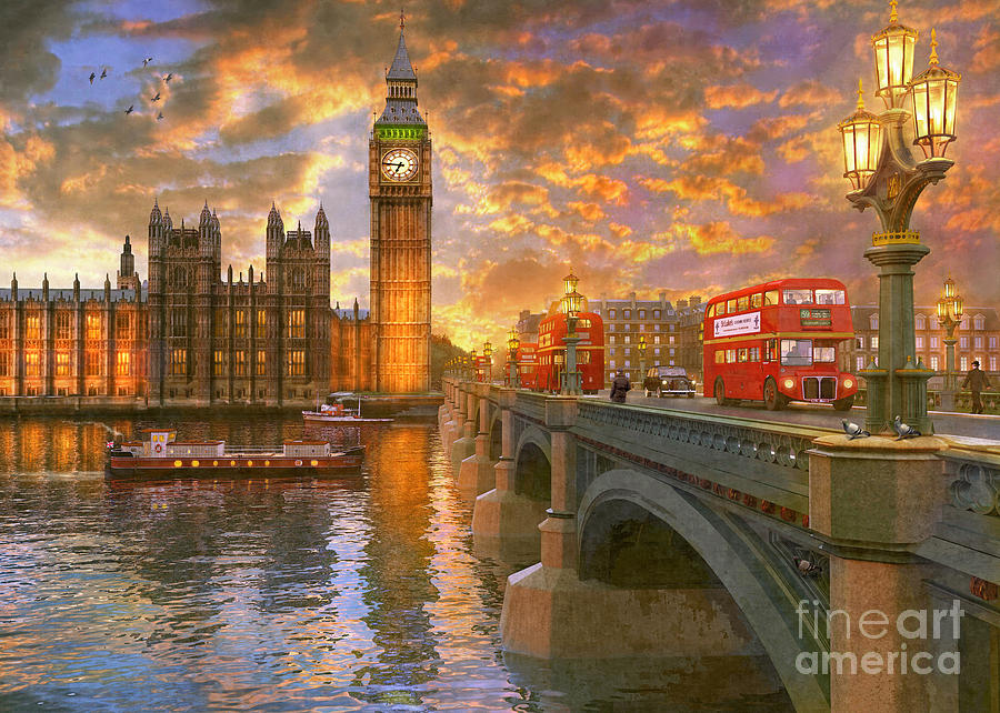London Digital Art - Westminster Sunset #1 by MGL Meiklejohn Graphics Licensing