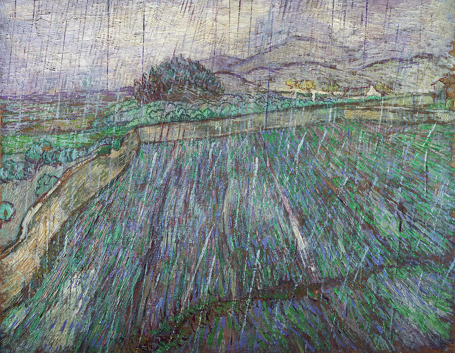 Wheat Field in Rain #1 Painting by Vincent van Gogh
