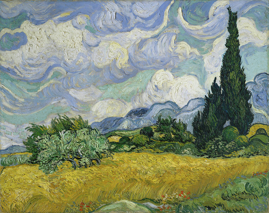 Wheat Field with Cypresses #1 Painting by Vincent van Gogh