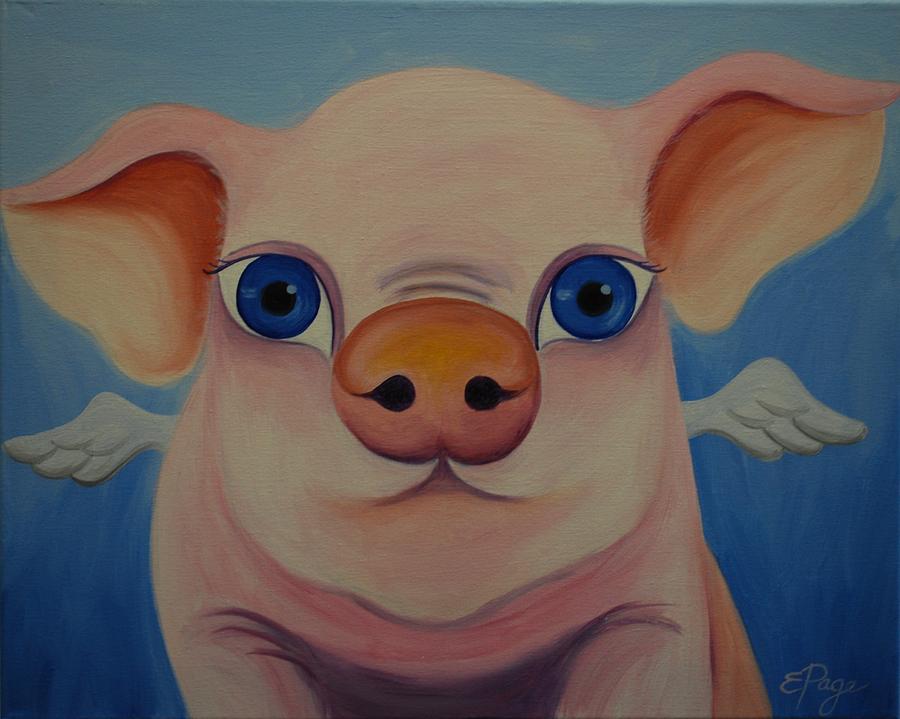When Pigs Fly #1 Painting by Emily Page