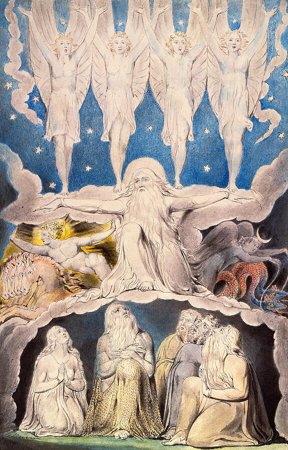When the Morning Stars Sang Together, from 1804-1807 Painting by William Blake