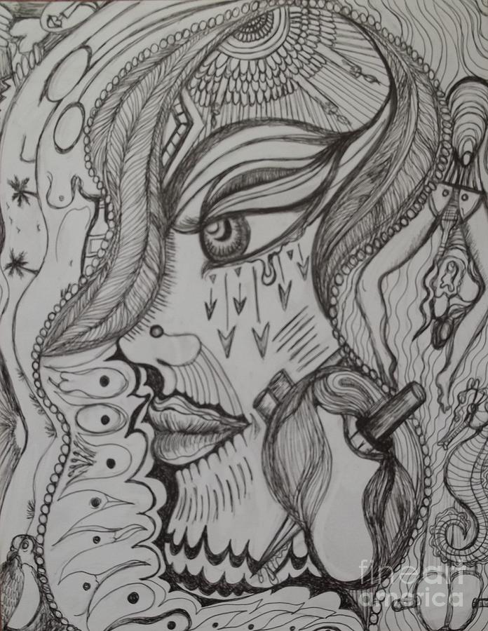 Seahorse Drawing - Where #1 by Anita Wexler