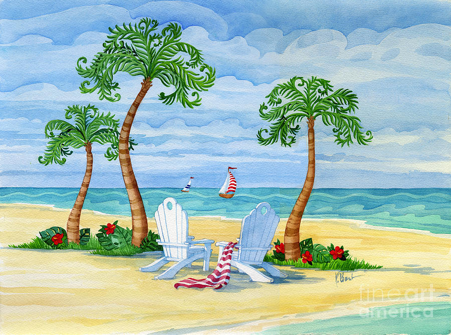 Whimsy Painting - Whimsy Bay Adirondack Chairs #1 by Paul Brent