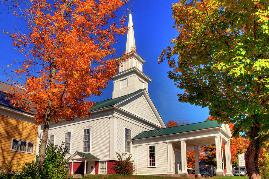 White Church in Autumn #1 Photograph by Joann Vitali