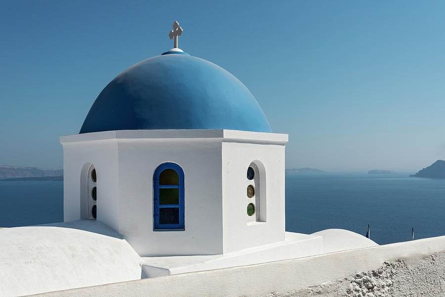 White Church with Blue Dome, Santorini Photograph by Petr Svarc - Fine ...