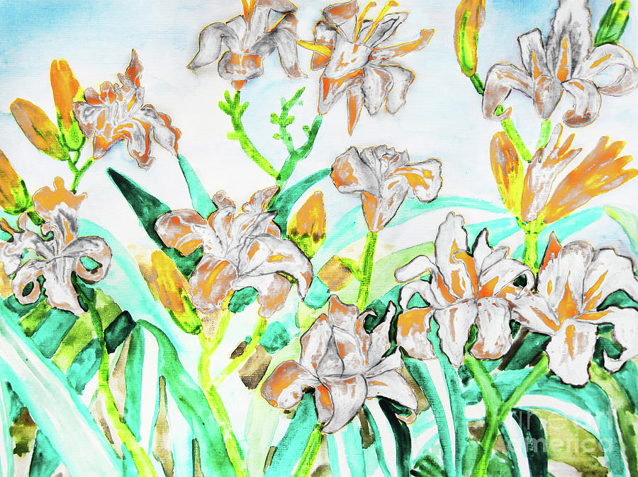 White daily lilies #1 Painting by Irina Afonskaya