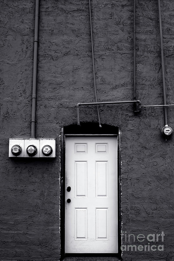 White Door on Side of Building #1 Photograph by Jim Corwin