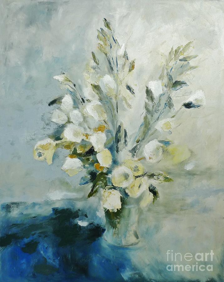 White flowers #1 Painting by Karina Plachetka