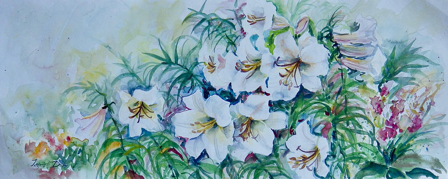 White Lilies #1 Painting by Ingrid Dohm