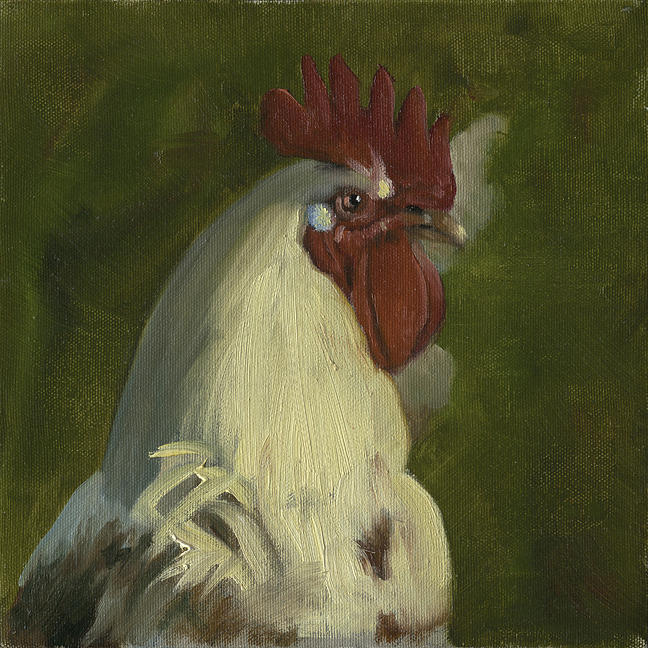 White Rooster #1 Painting by John Reynolds