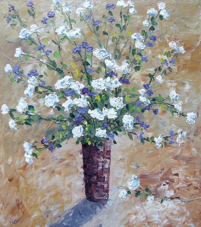 White Roses #1 Painting by Frederic Payet