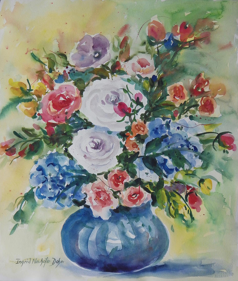 White Roses #1 Painting by Ingrid Dohm