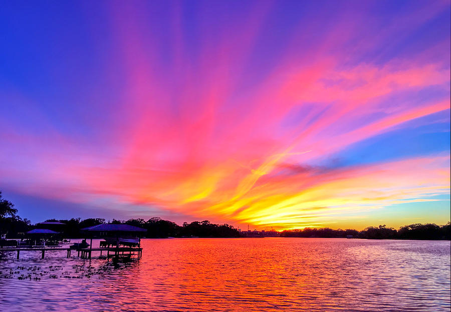 White Trout Lake Sunset - Tampa, Florida  #1 Photograph by Lance Raab Photography