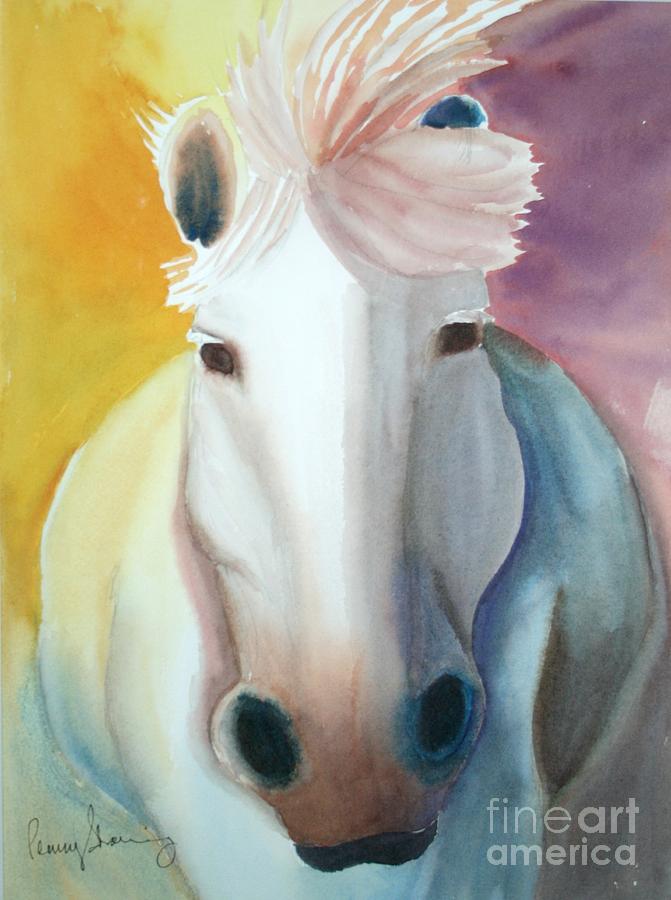 Horse Painting - White Work Horse #2 by Penny Stroening