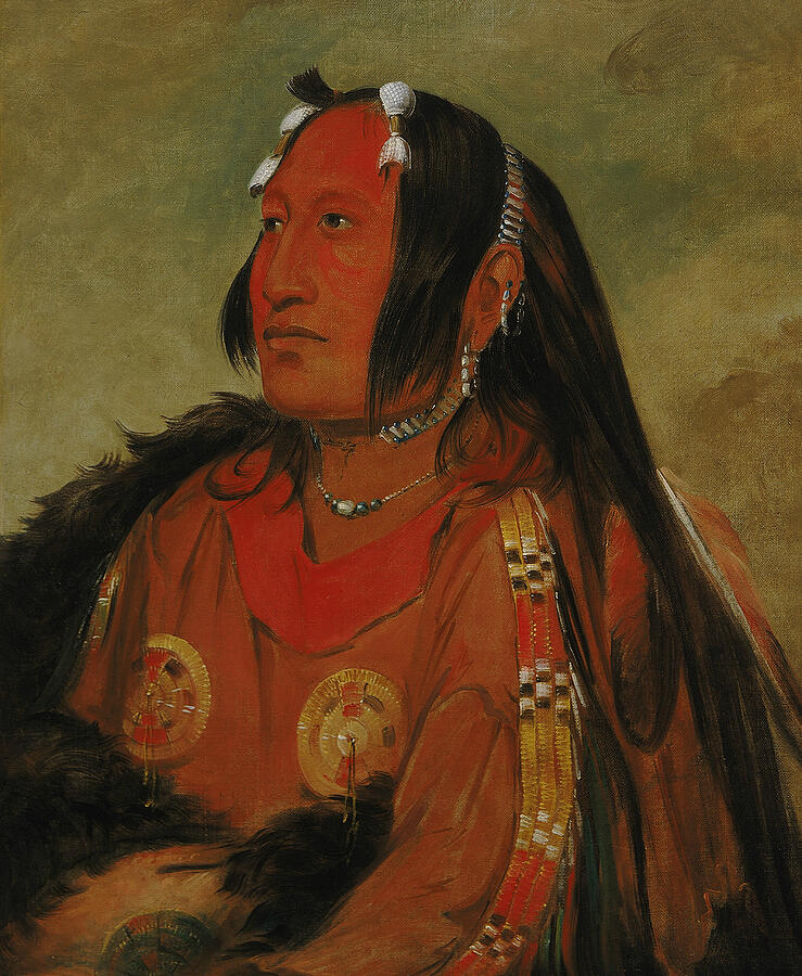 Wi-jun-jon, Pigeons Egg Head, a Distinguished Young Warrior, from 1831 Painting by George Catlin