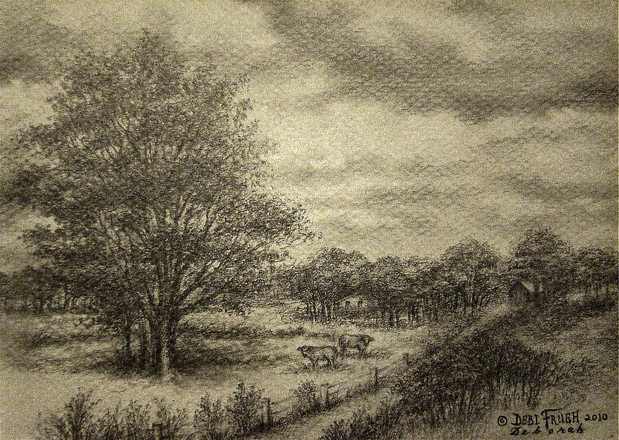 Tree Drawing - Wickliffe Landscape  by Debi Frueh