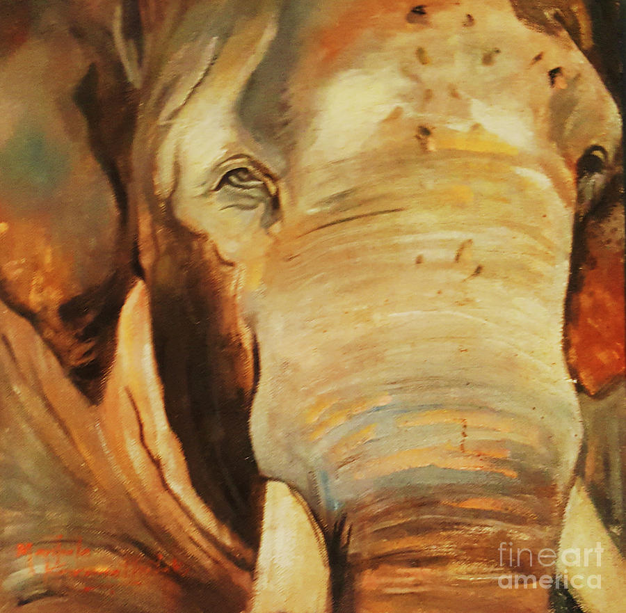 Nature Painting - Wild Elephant #2 by Manjula Karunathilaka