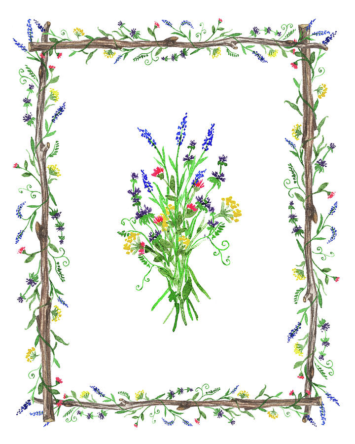 Wild Flowers Decorative Watercolor Painting