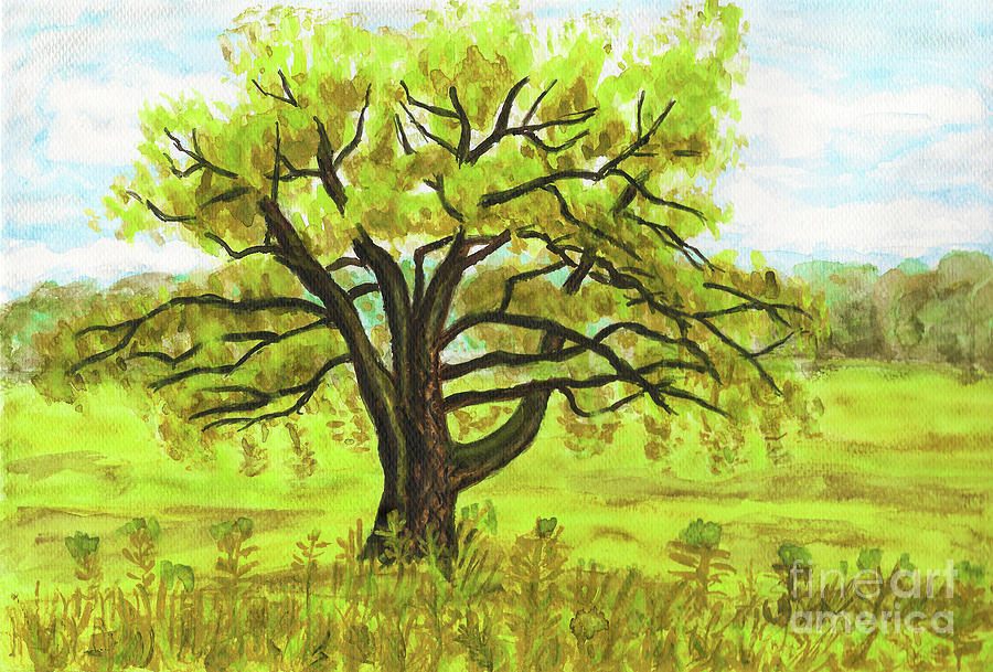 Willow tree, painting #1 Painting by Irina Afonskaya