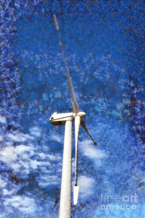 Farm Painting - Wind turbine #1 by George Atsametakis
