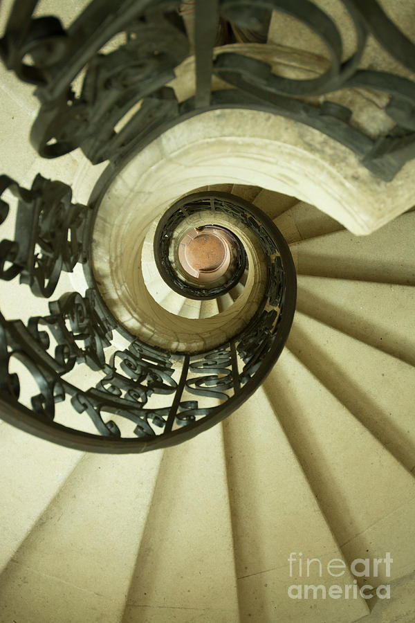 Architecture Photograph - Winding staircase. France. Europe. #1 by Bernard Jaubert