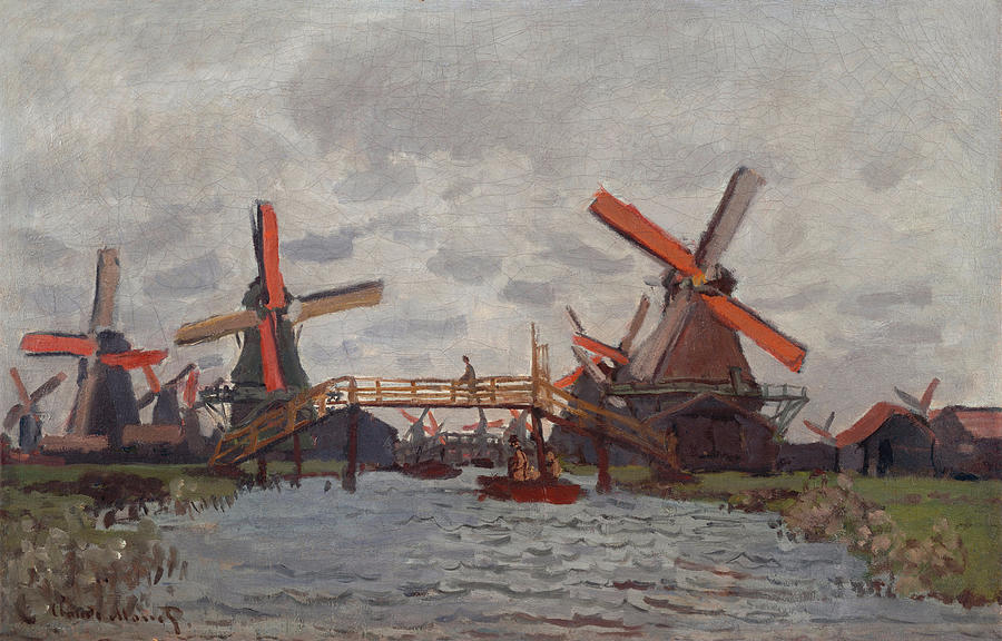 Windmills near Zaandam 1871 Painting by Claude Monet - Pixels