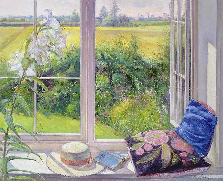 Lily Painting - Window Seat and Lily by Timothy Easton