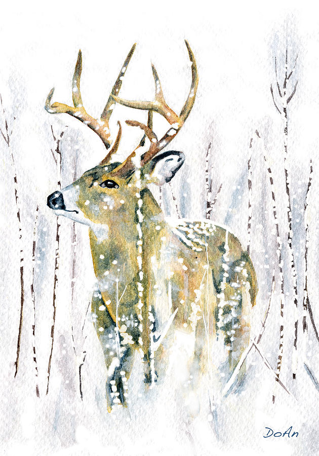 Stag Painting - Winter Deer by Antony Galbraith