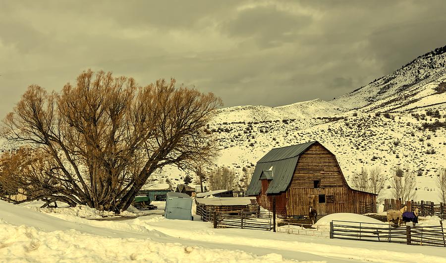 Mountain Photograph - Winter Farm Scene - Wyoming #1 by Mountain Dreams