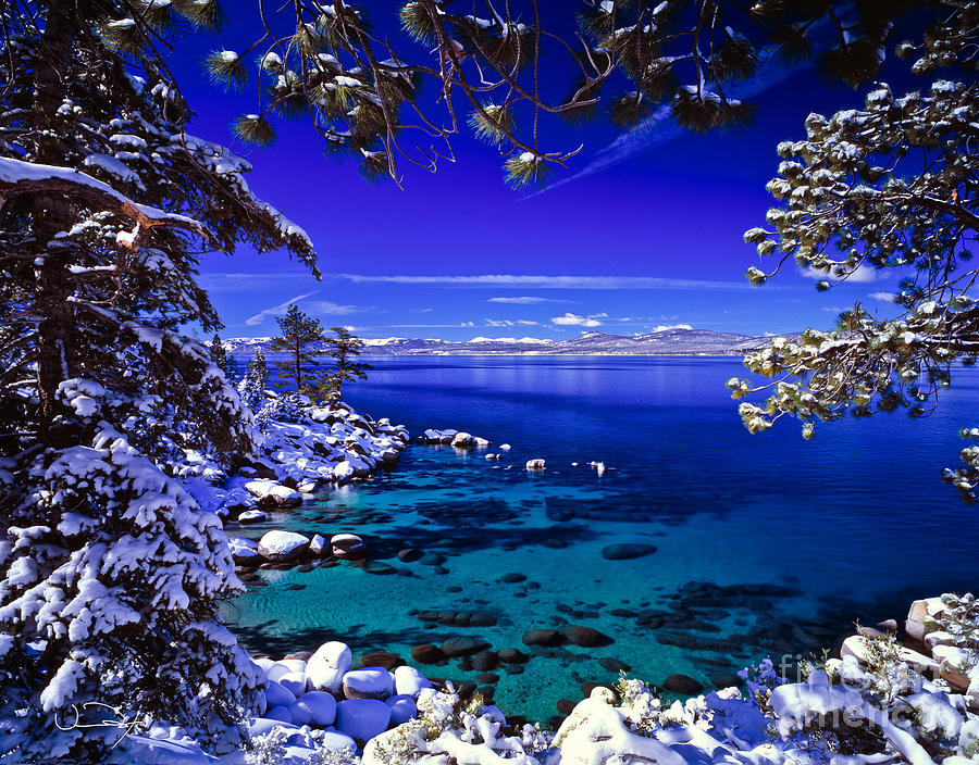Winter Photograph - Winter Frame of Lake Tahoe 2 by Vance Fox