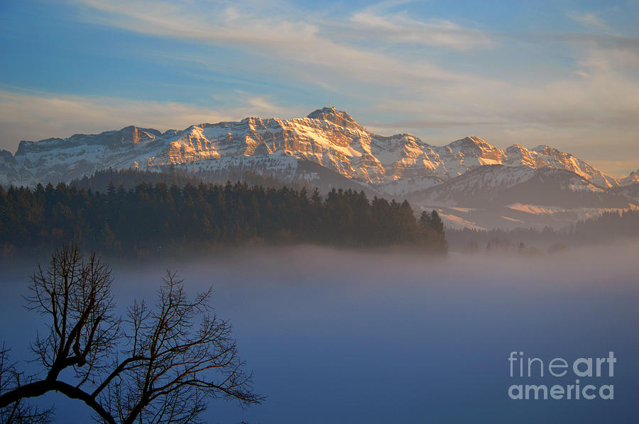 Nature Photograph - Winter in Switzerland - The Santis Mountain #1 by Susanne Van Hulst