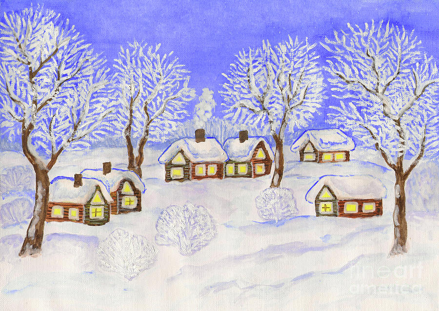 Winter landscape, painting #1 Painting by Irina Afonskaya