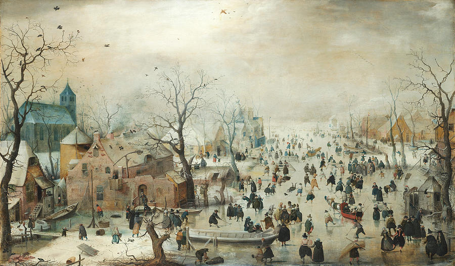 Winter Landscape with Skaters #1 Painting by Hendrick Avercamp