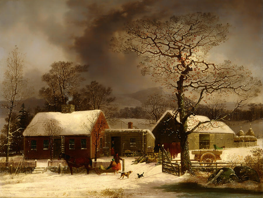 Vintage Painting - Winter Scene In New Haven Connecticut #1 by Mountain Dreams