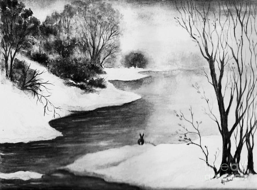 Tree Painting - Winter Stillness #1 by Hazel Holland