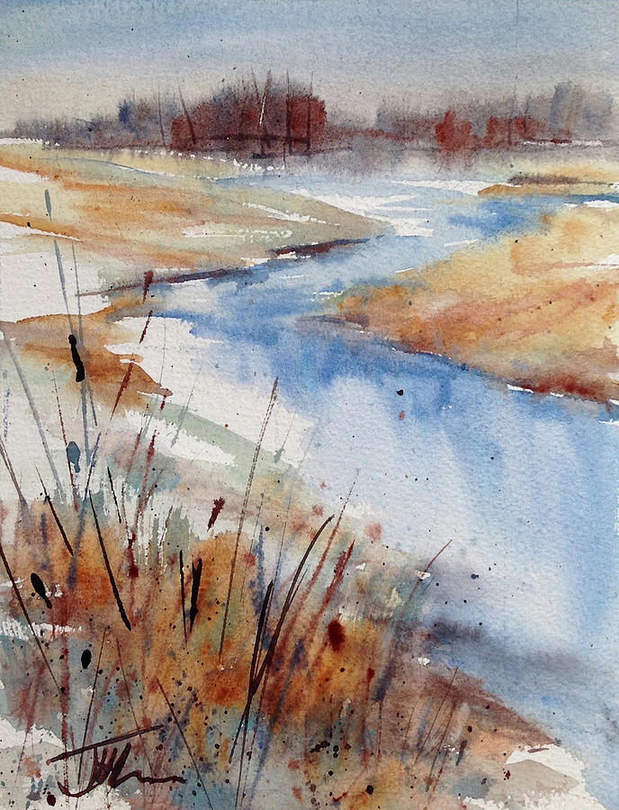 Winter Stream Painting by Judith Levins