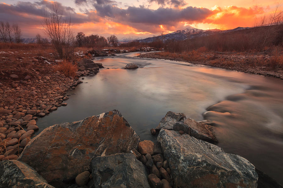 Winter Photograph - Winter Sunset at the Provo River by Wasatch Light