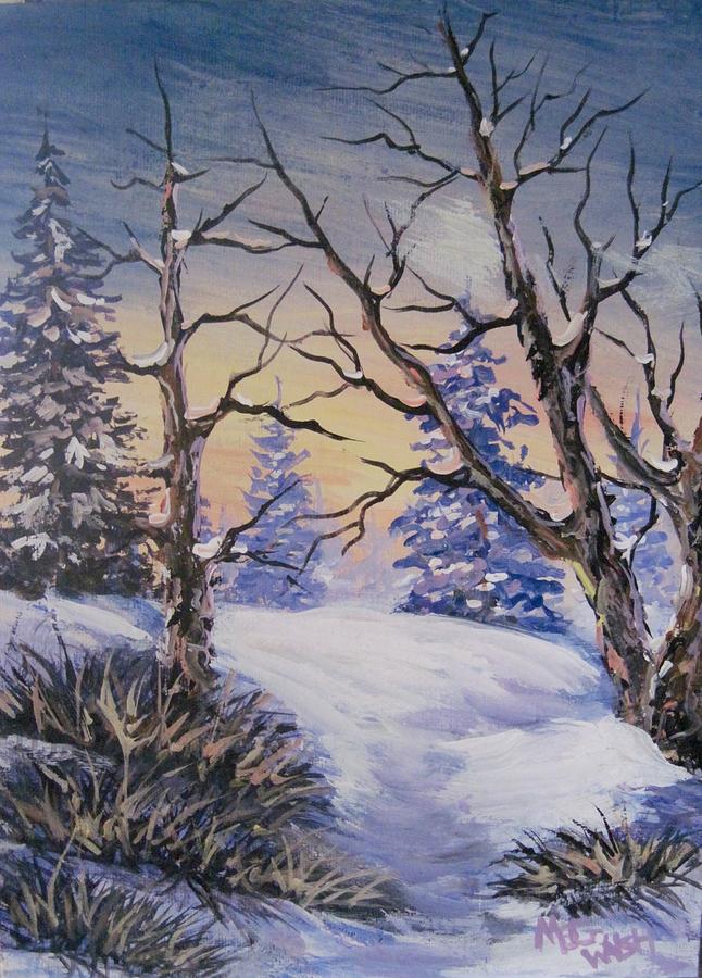 Winter sunset #1 Painting by Megan Walsh