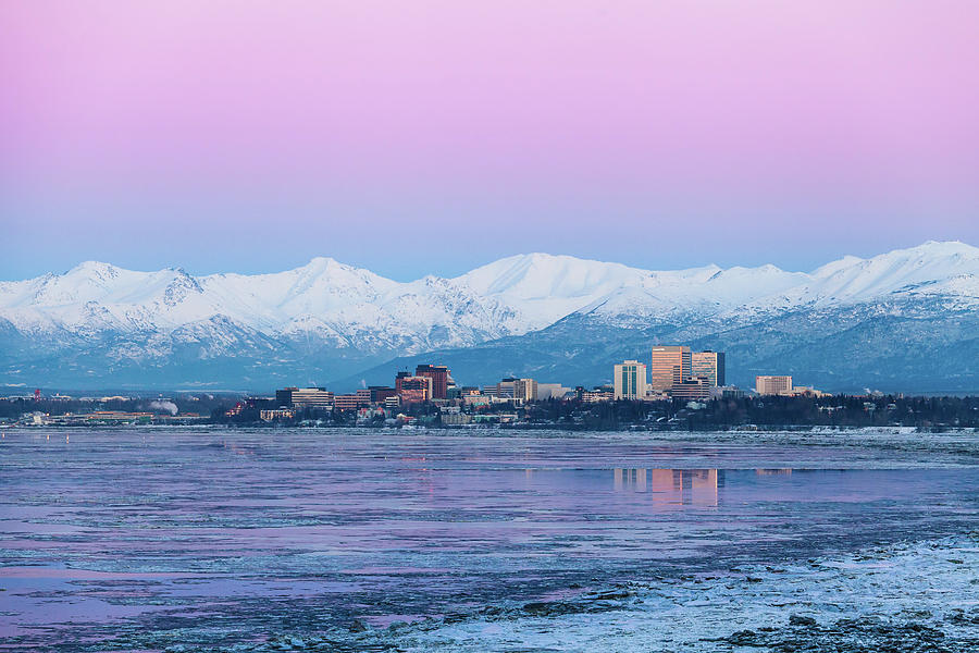 Winter Sunset over Anchorage, Alaska #1 Photograph by Scott Slone