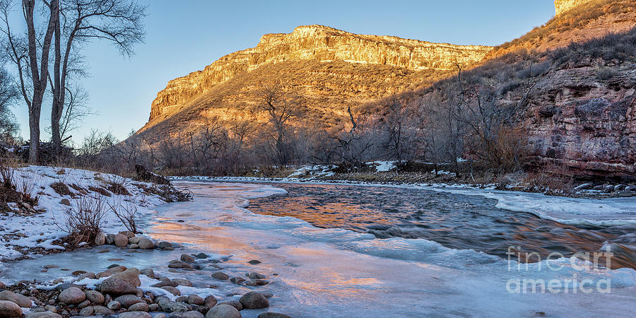 winter sunset over Poudre River #1 Photograph by Marek Uliasz