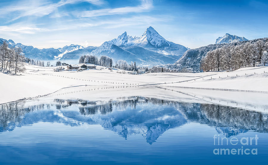 Christmas Photograph - Winter wonderland in the Alps #1 by JR Photography