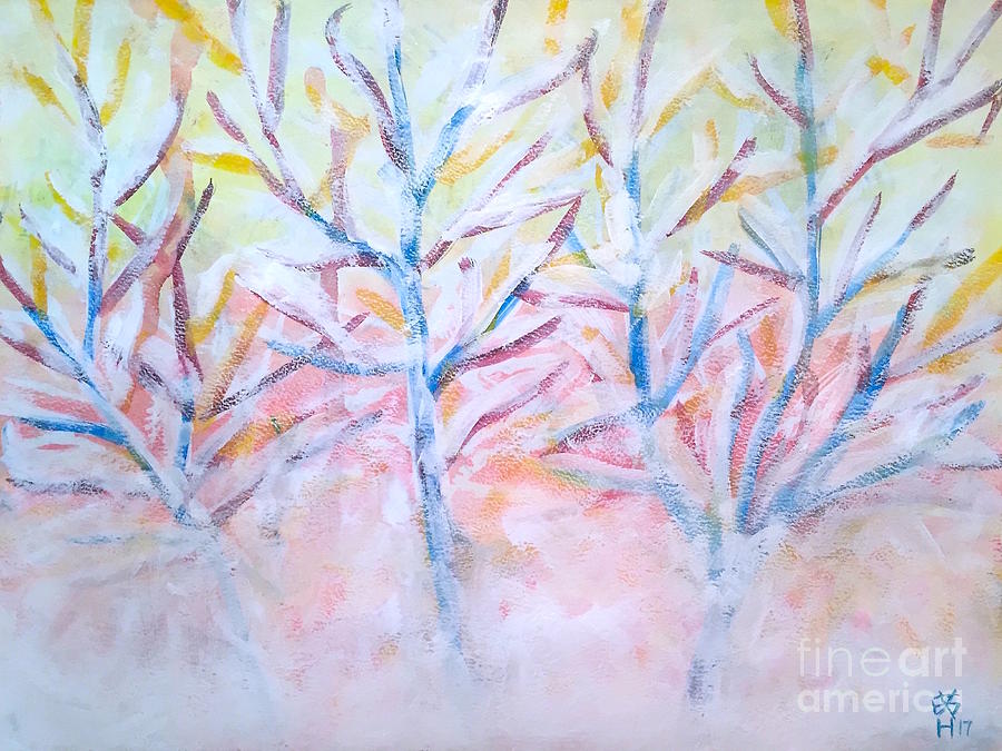Winter trees Painting by Wonju Hulse