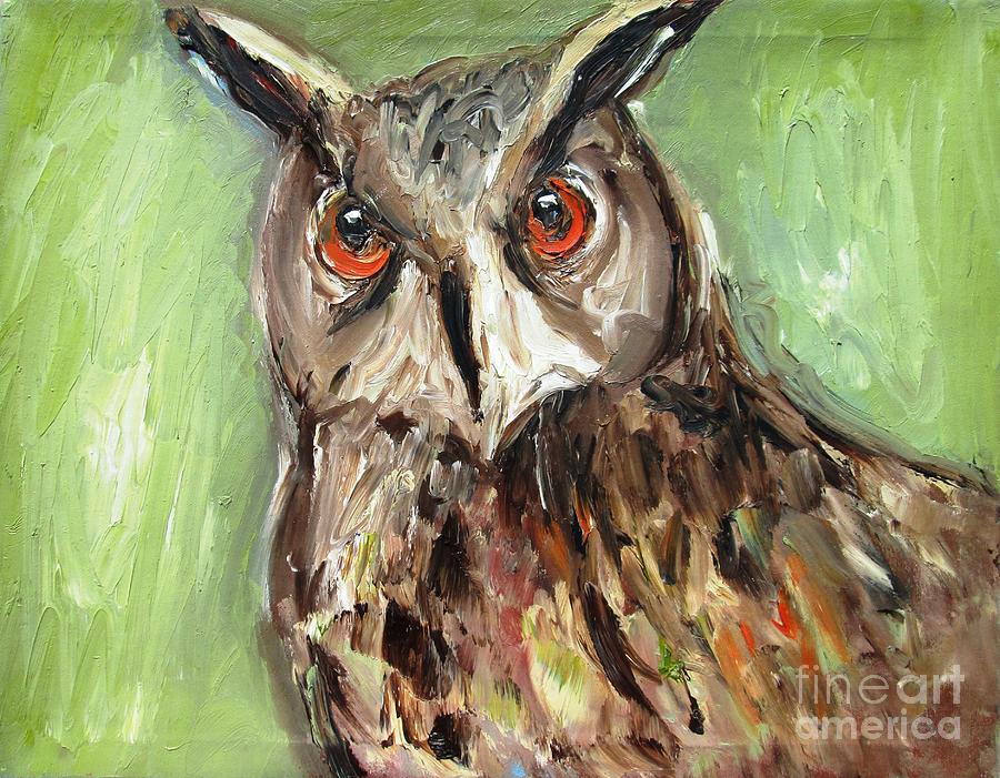 Wise Old Owl Painting -2016 Painting by Mary Cahalan Lee - aka PIXI