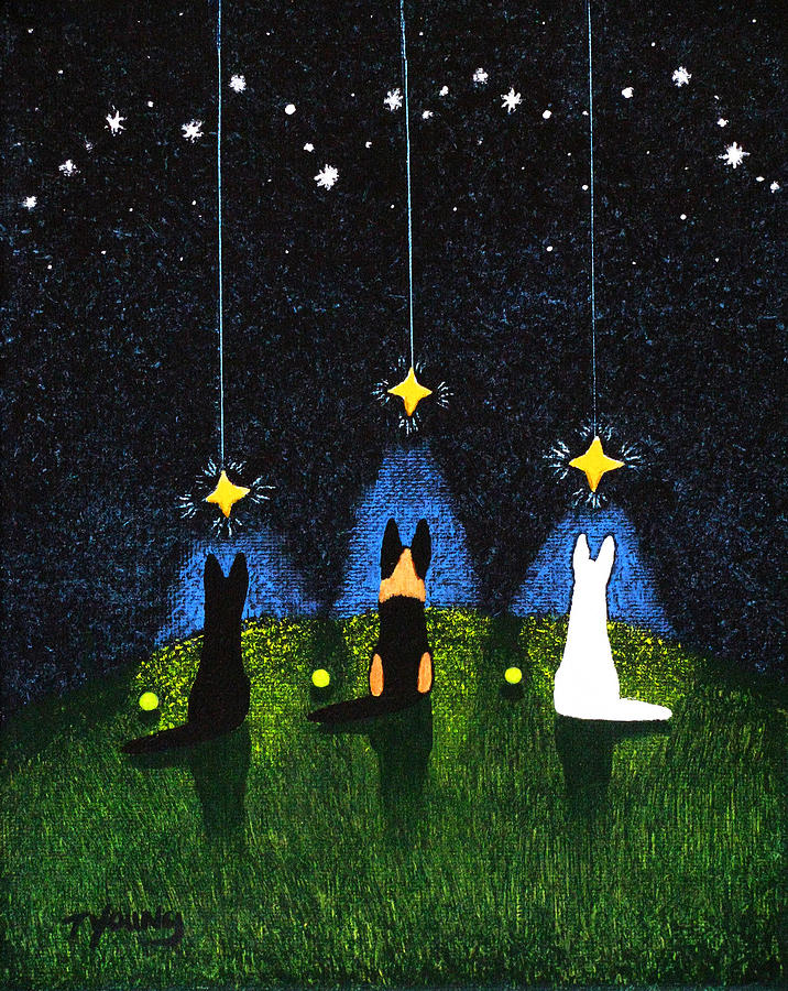 Dog Painting - Wishing on a Star #1 by Todd Young