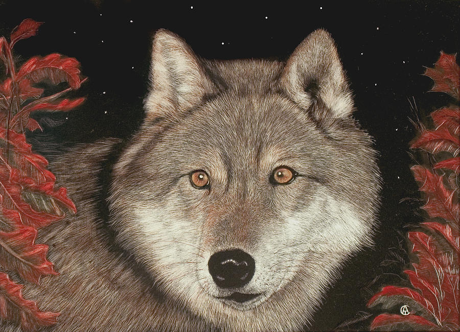 Wolf #1 Painting by Angie Cockle